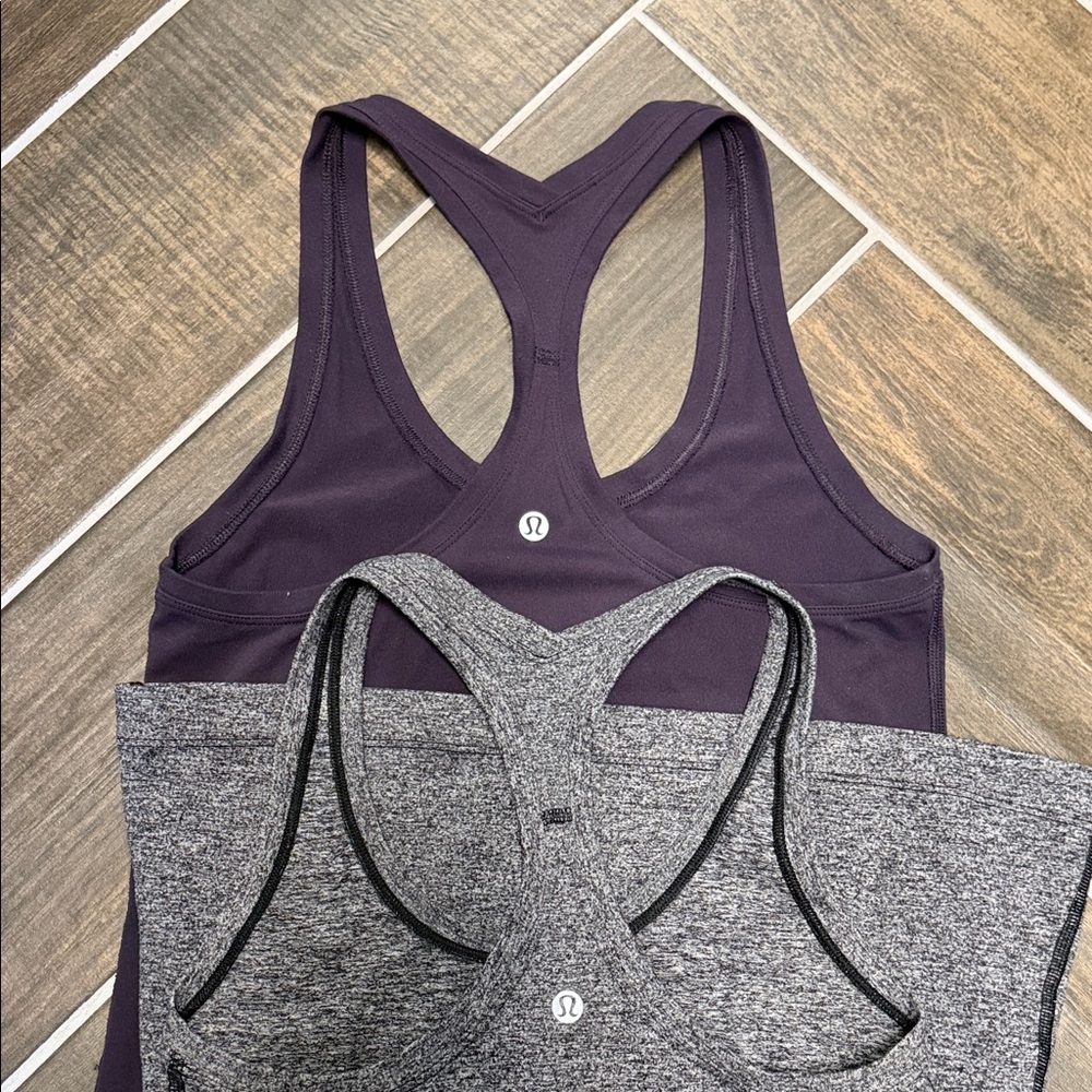 lululemon athletica Racerback Tank Tops - Plum and Heather Gray - Picture 2 of 2